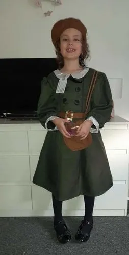 Smiffys Evacuee costume bambina verde con borsa 7-9 anni