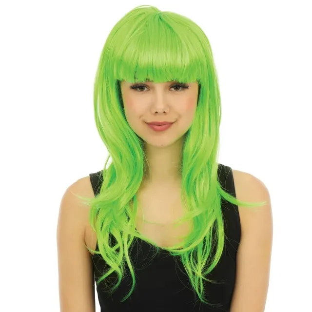 P'tit Clown Parrucca Lunga Verde con Frangia Donna