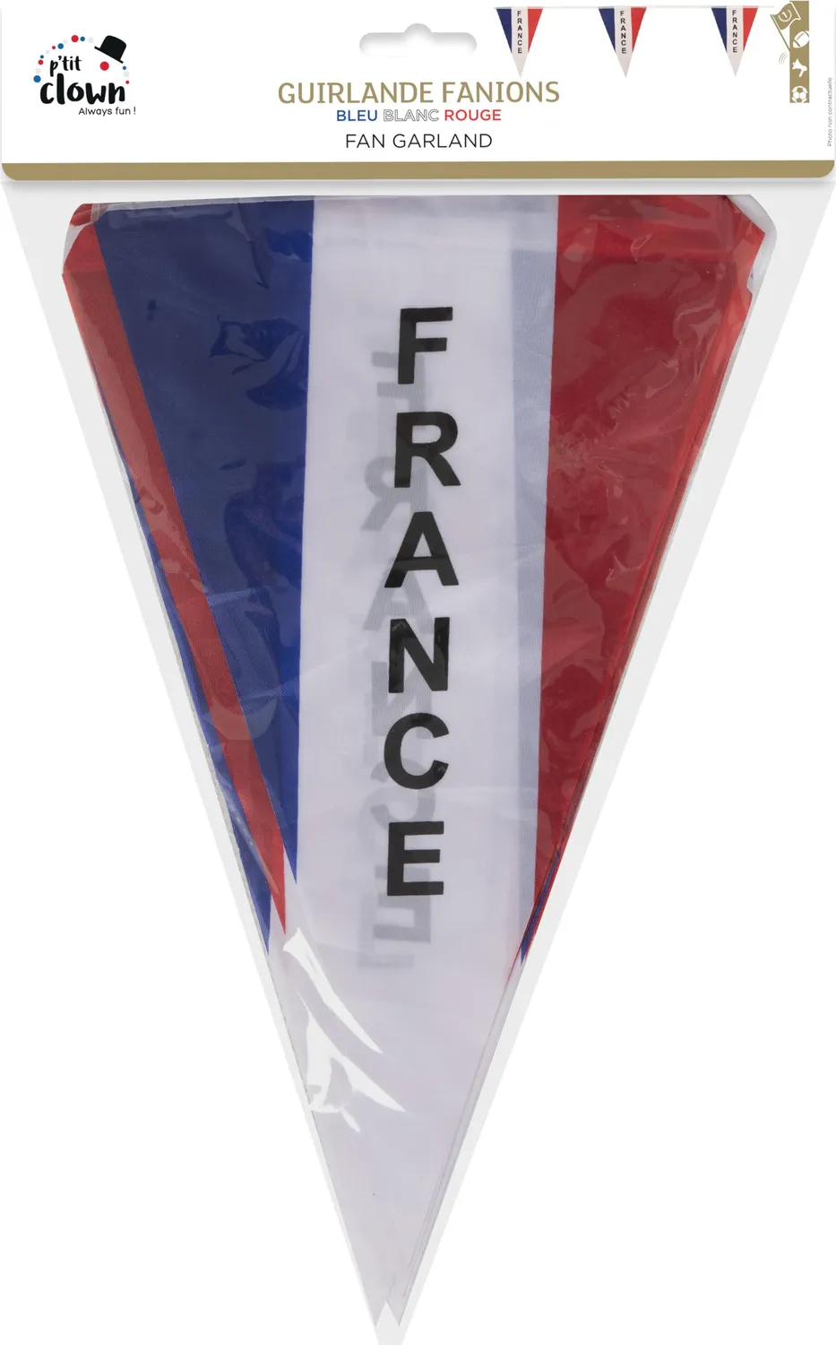 P'tit Clown Re22010 ghirlanda bandierine Francia 5 metri tessuto