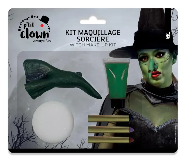 P'tit Clown kit trucco strega con naso viso lavabile