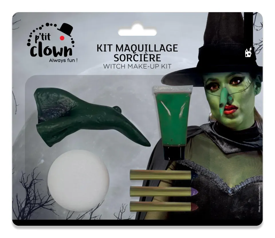 P'tit Clown kit trucco strega con naso viso lavabile