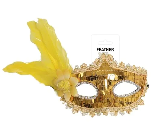 Fiestas Guirca Maschera Oro Piuma veneziana