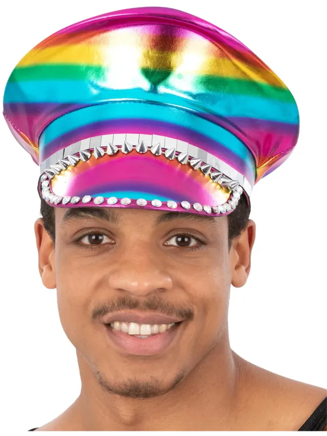 Smiffys Metallic Studded Rainbow cappello capitano arcobaleno