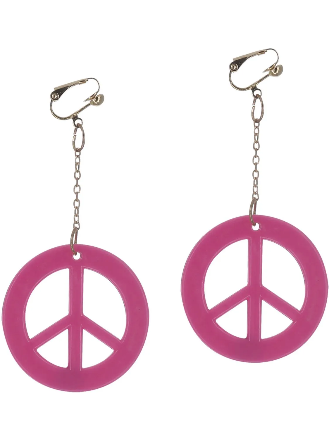 Smiffys CND orecchini pace hippie rosa neon clip