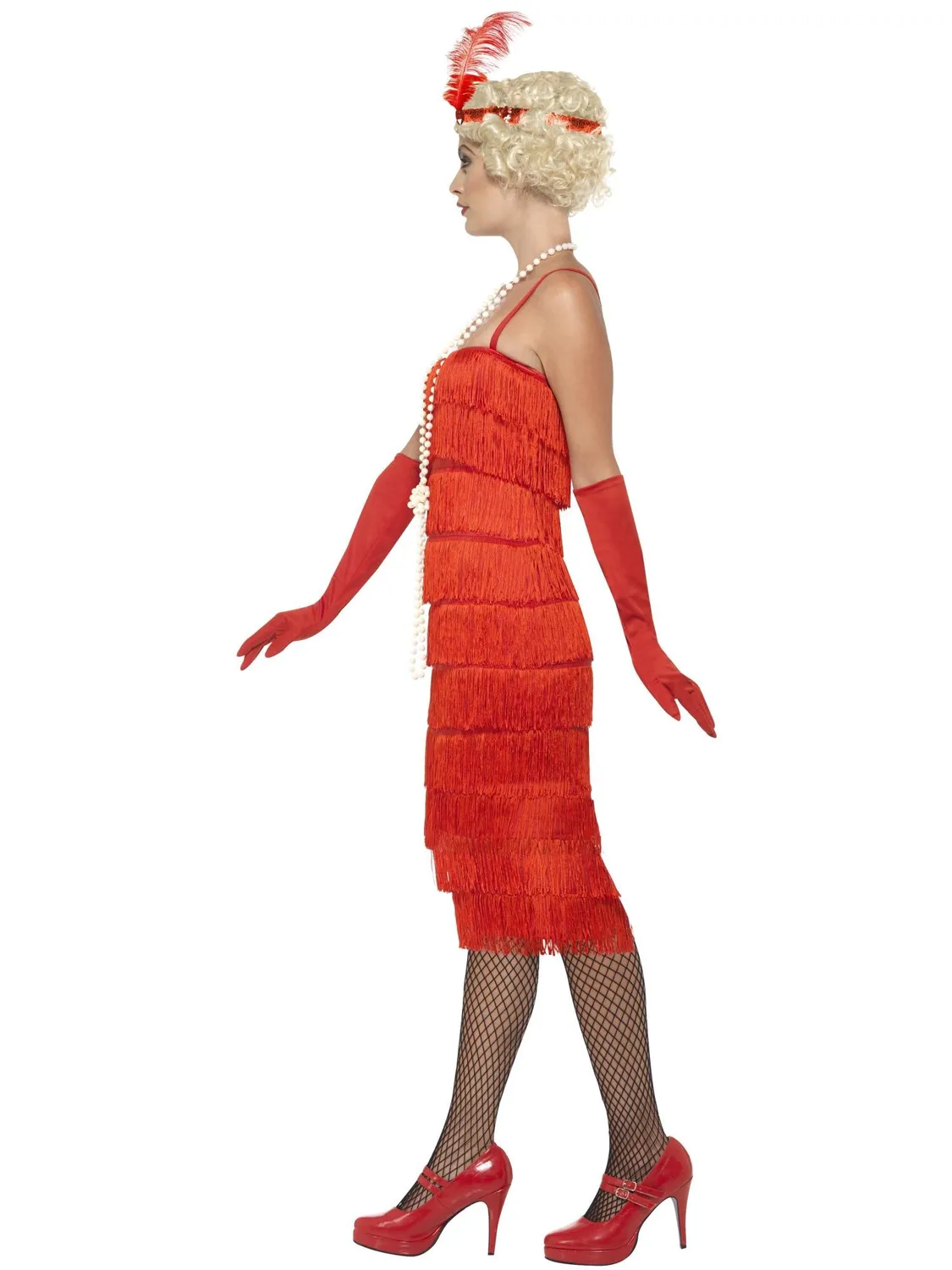 Smiffys Flapper costume donna rosso frange lunghe