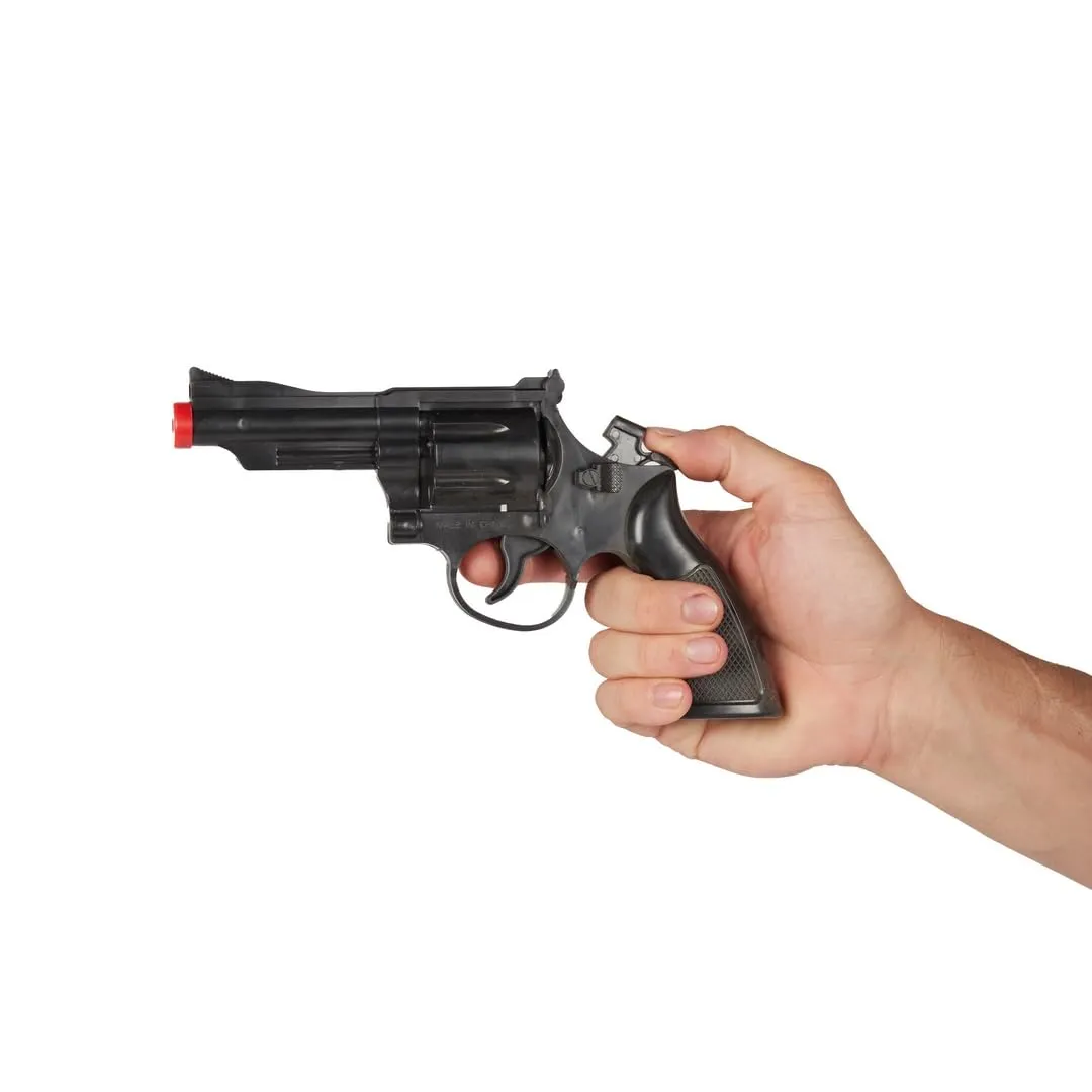 P'tit Clown Revolver finto nero plastica 25 cm adulto