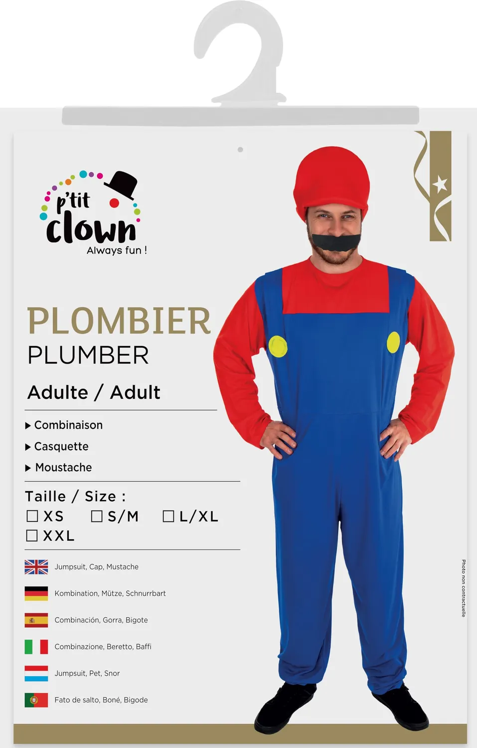 P'tit Clown Costume Idraulico Uomo Taglia Unica Carnevale