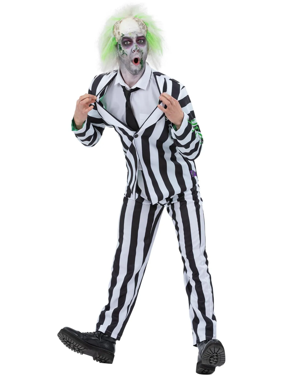 Smiffys Beetlejuice 81025 Costume Uomo Gessato Bianco Nero