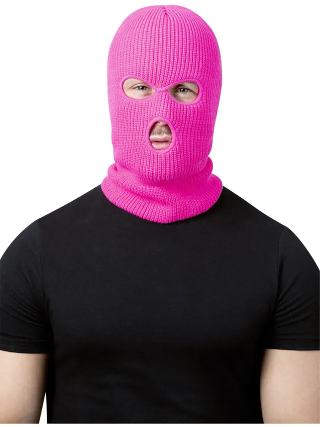 Smiffys Balaclava Ski Mask passamontagna neon rosa adulto