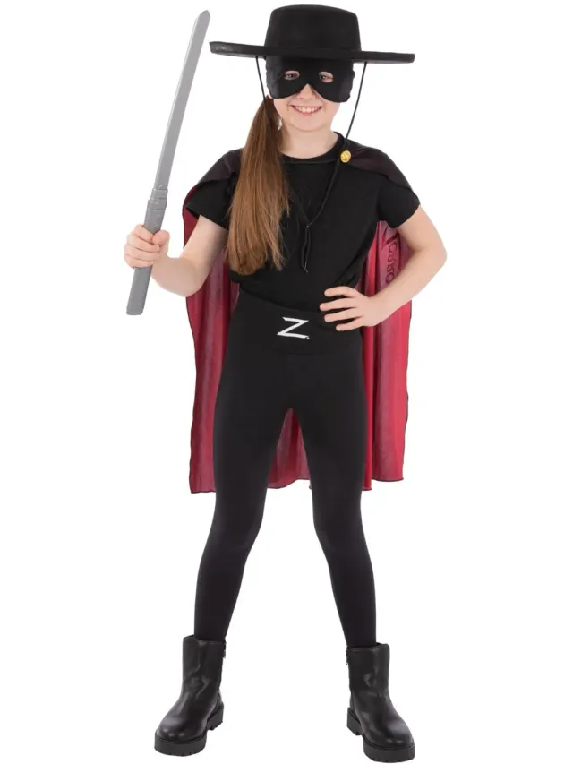 Smiffys Zorro kit bambino accessori nero 4 pezzi