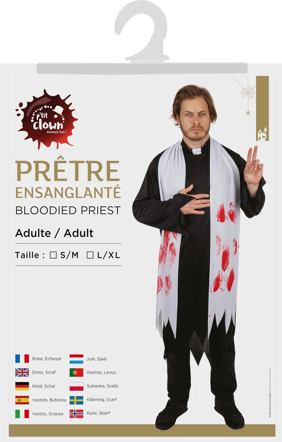 P'tit Clown Re22129 costume sacerdote insanguinato S/M
