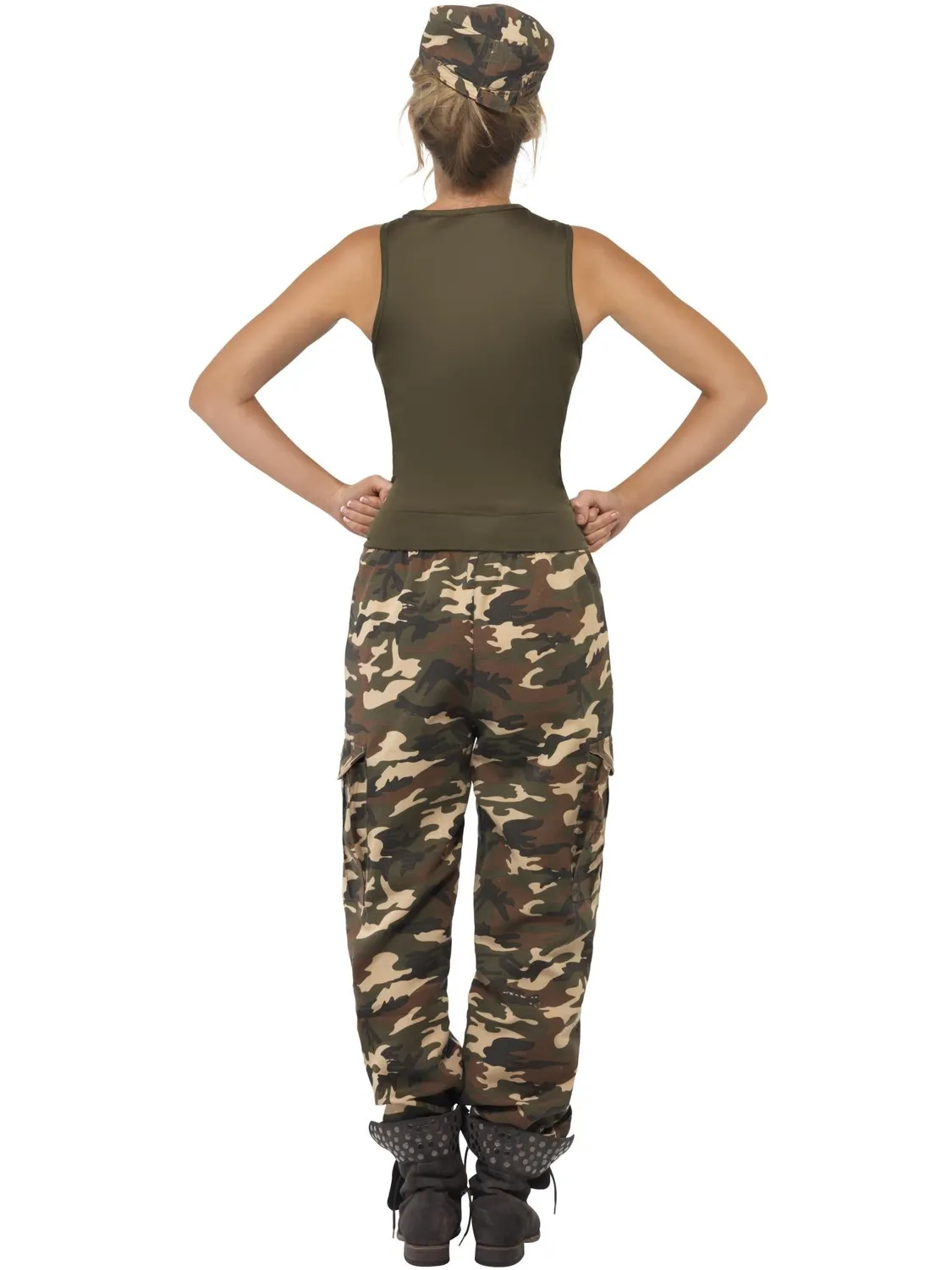 Smiffys Camo costume soldato donna kaki taglia S