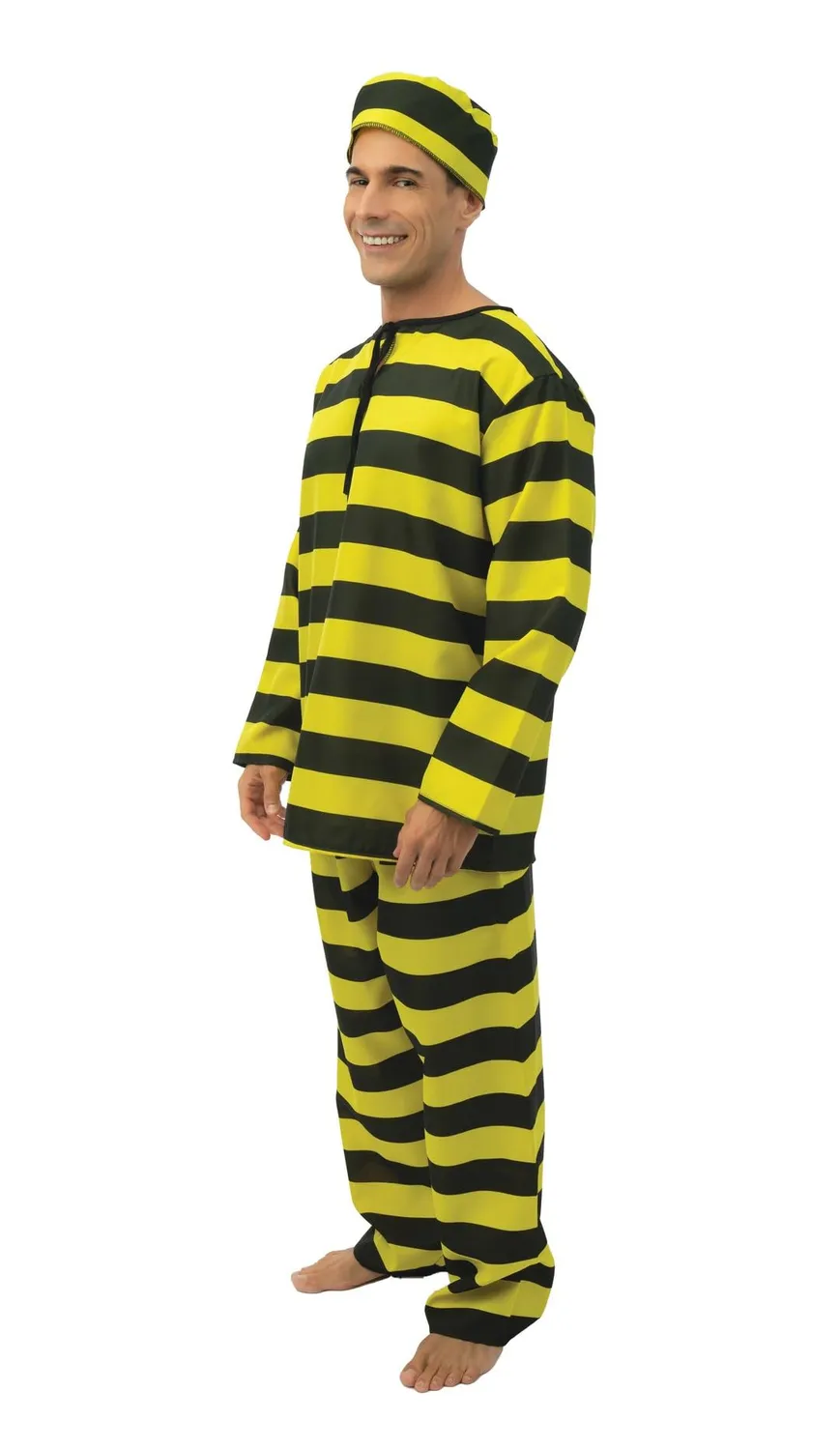 P'tit Clown Prigioniero costume adulto L-XL giallo nero