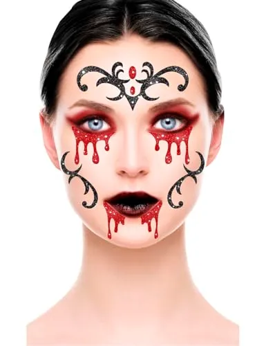 Guirca Adesivi Viso Glitter Vampira Trucco 20x20 cm
