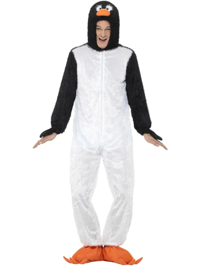 Smiffys pinguino costume adulto tuta con cappuccio