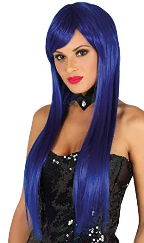 Guirca Lusso parrucca blu donna liscia extra lunga