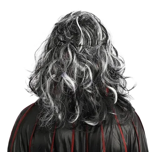 P'tit Clown re22185 parrucca vampiro lunga bianco nero
