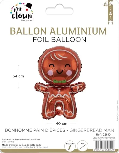 P'tit Clown Palloncino Alluminio Omino Pan di Zenzero Natale