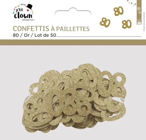 P'tit Clown coriandoli glitterati 80 oro 50 pezzi