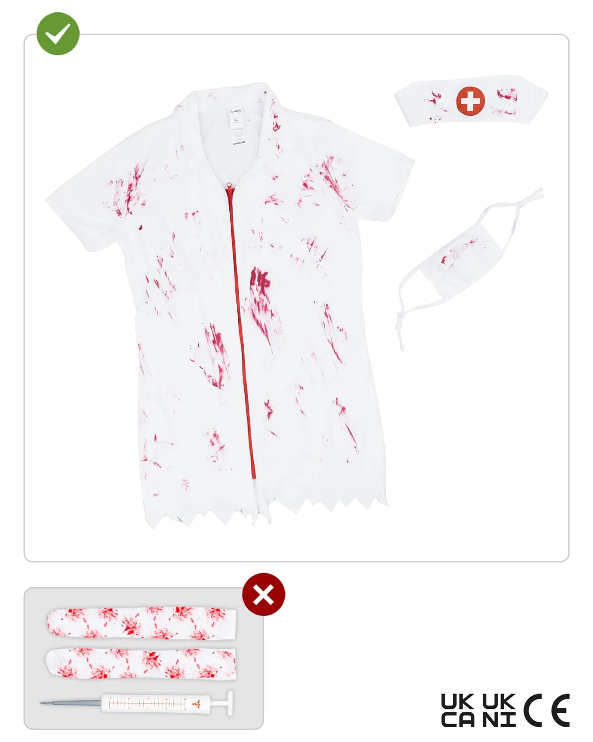 Funidelia Costume Infermiera Zombie Bambina 3-4 Anni
