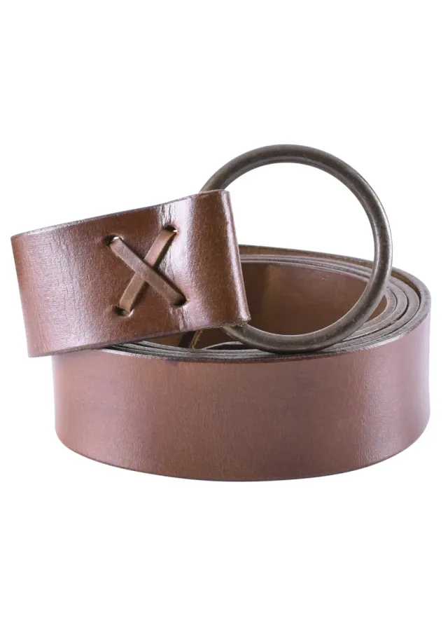 La Bottega di Merlino Cintura Pelle Anello Ottone Marrone 150cm