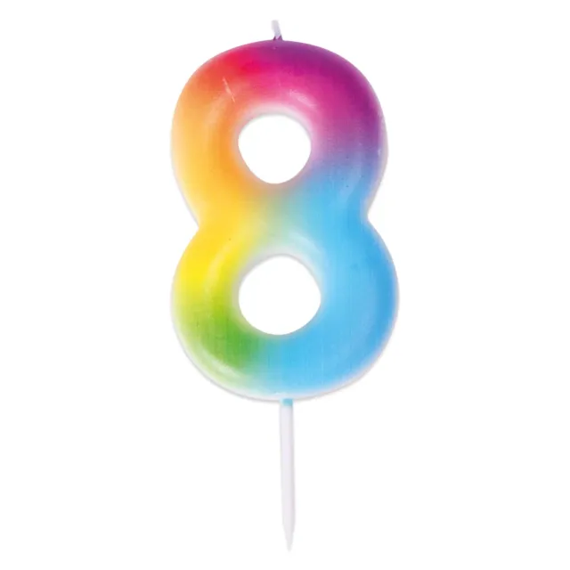 P'tit Clown Candela Numero 8 Multicolore Torta Compleanno