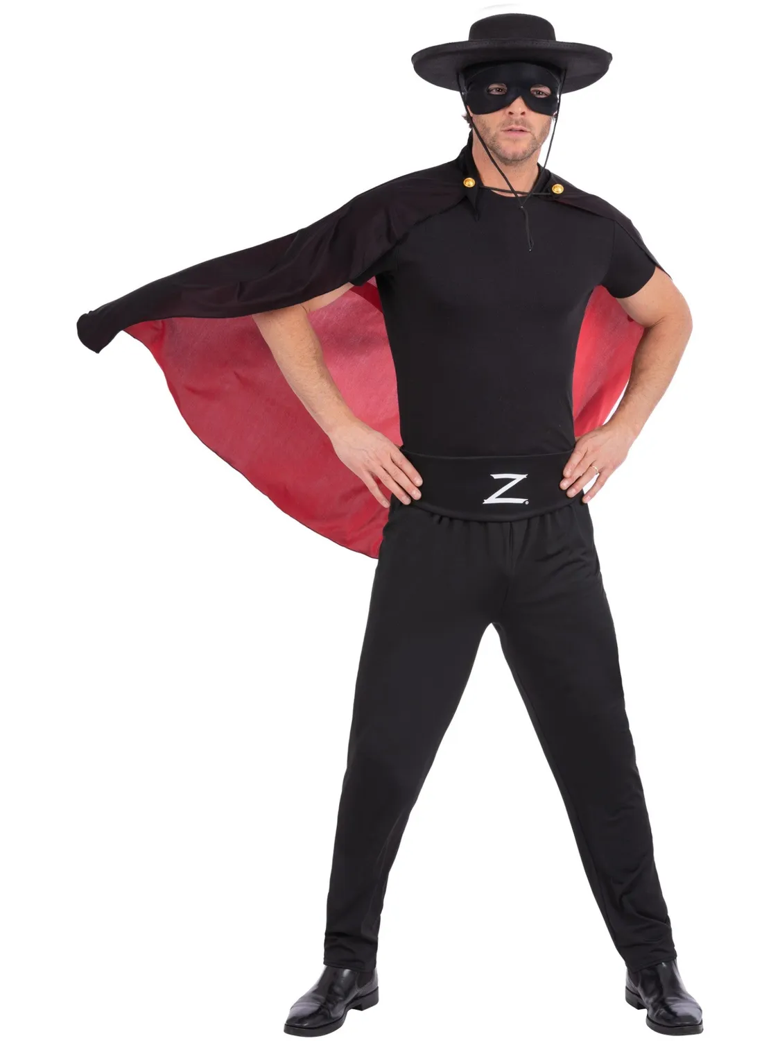 Smiffys Zorro kit accessori adulto nero rosso 4 pezzi