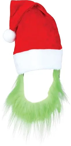 Fiestas Guirca cappello con barba verde Natale adulto bambino