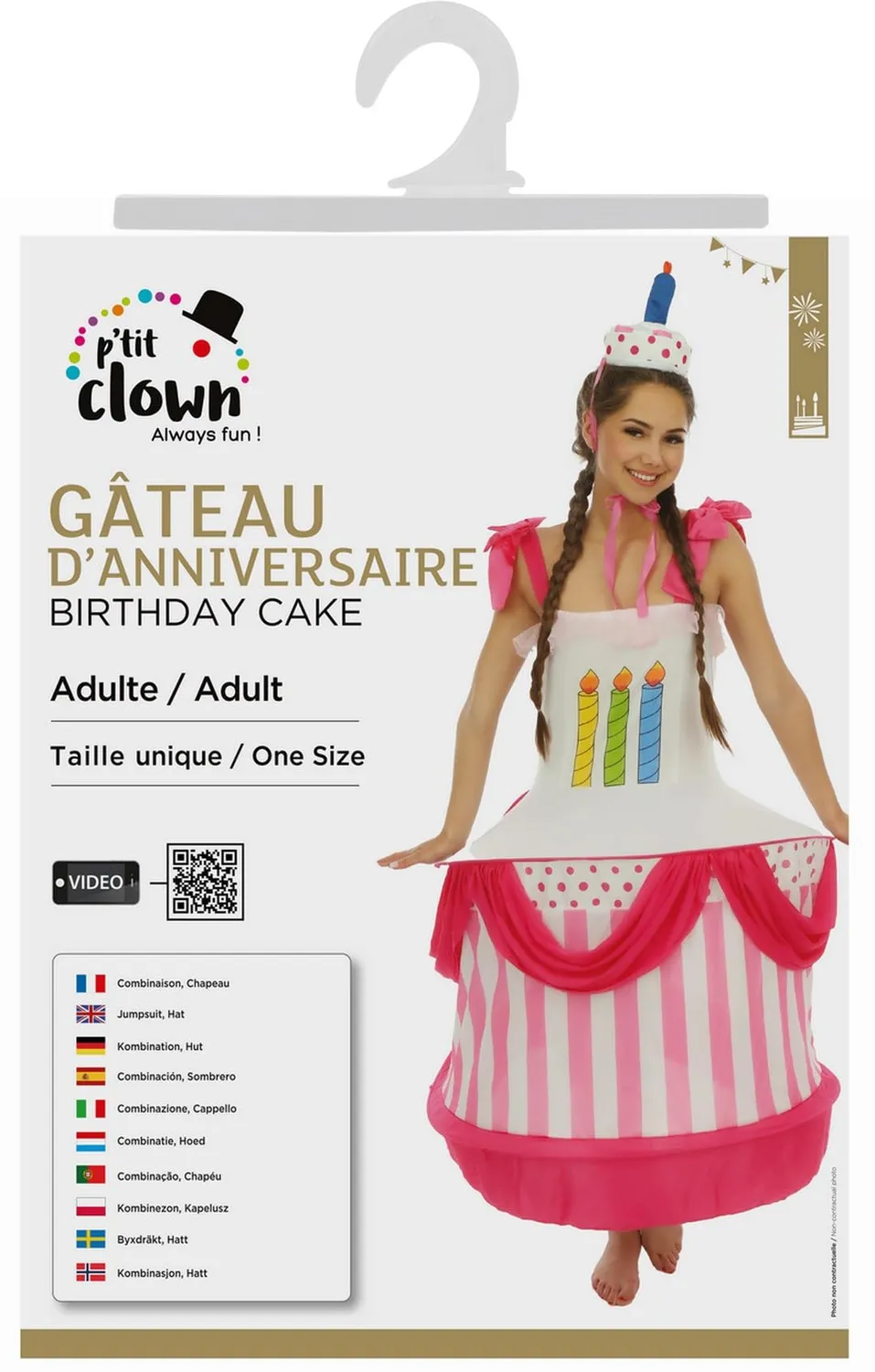 P'tit Clown 86899 costume torta compleanno adulto multicolore