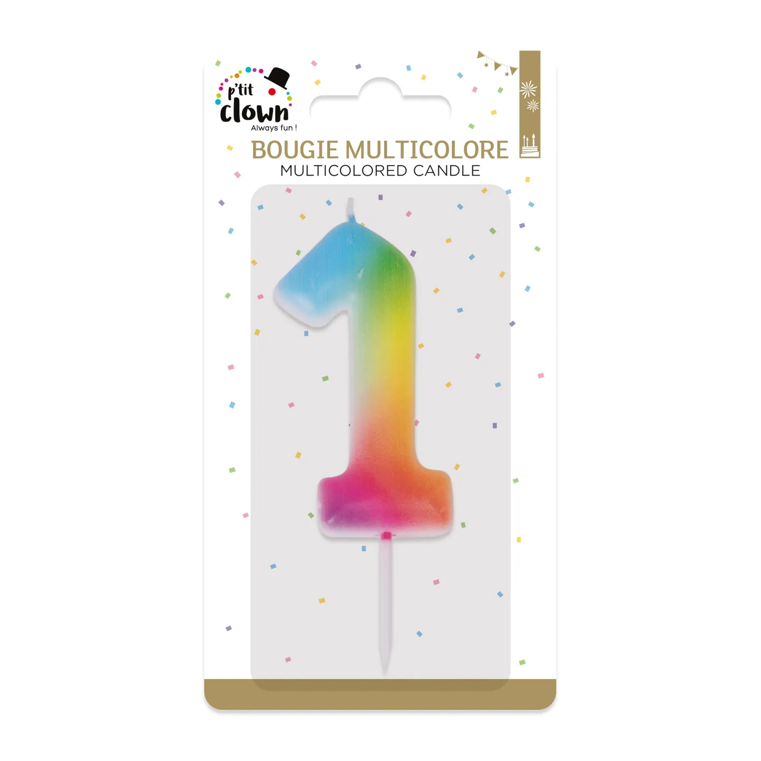 P'tit Clown 23941 candela numero 1 multicolore