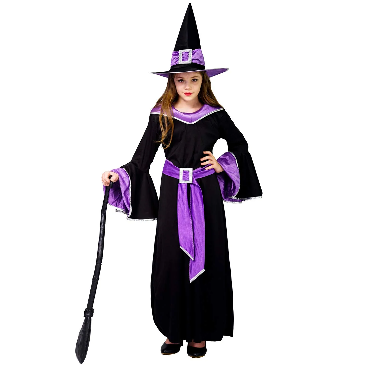 SEA HARE Strega Glamour costume arancio 7-9 anni con cappello