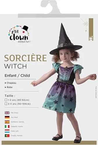 P'tit Clown Costume Strega Bambina 1-2 Anni con Cappello