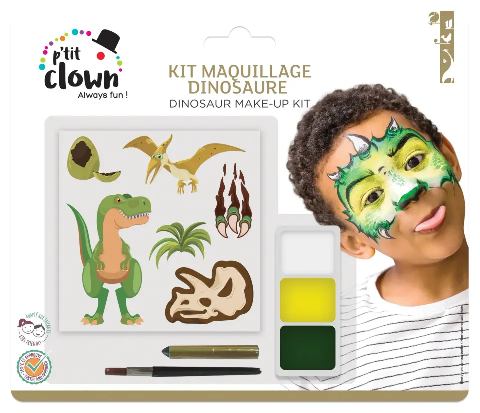 P'tit Clown Dinosauro kit trucco bambino verde tatuaggi