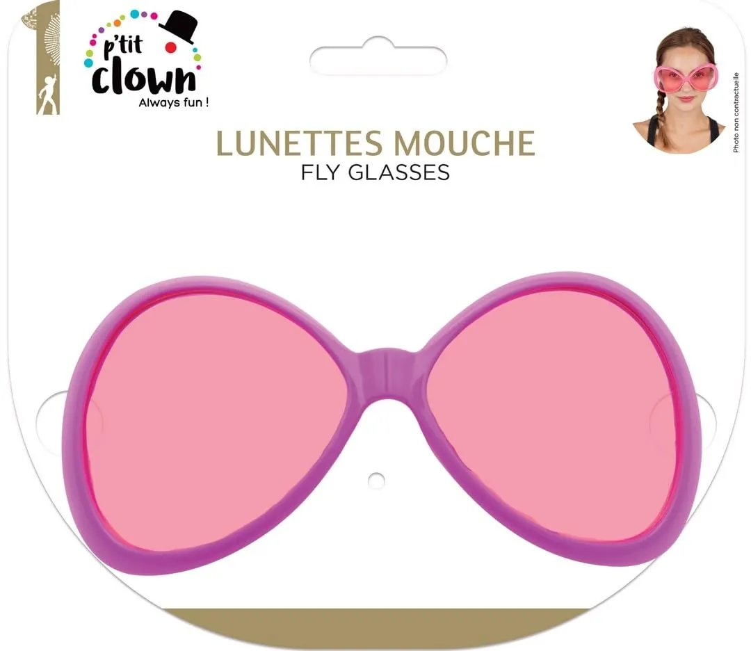 P'tit Clown 35065 occhiali mosca rosa plastica adulto