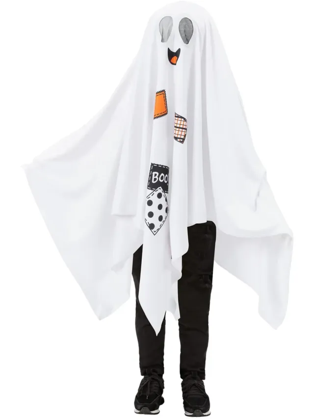 Smiffys Boo costume fantasma bambino poncho bianco 3-6 anni