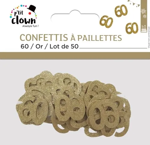 P'tit Clown re21050 Coriandoli Glitter Oro Numero 60 50pz