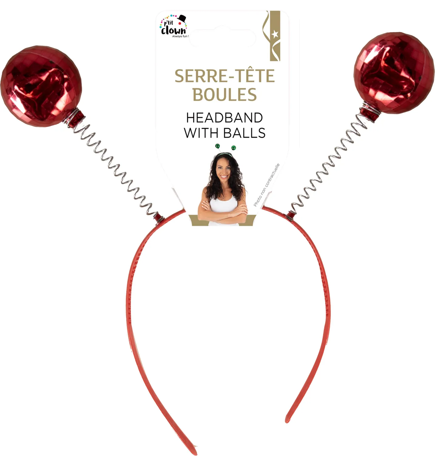 P'tit Clown 40393 Cerchietto a Sfere Festa Oro Rosa Rosso Verde