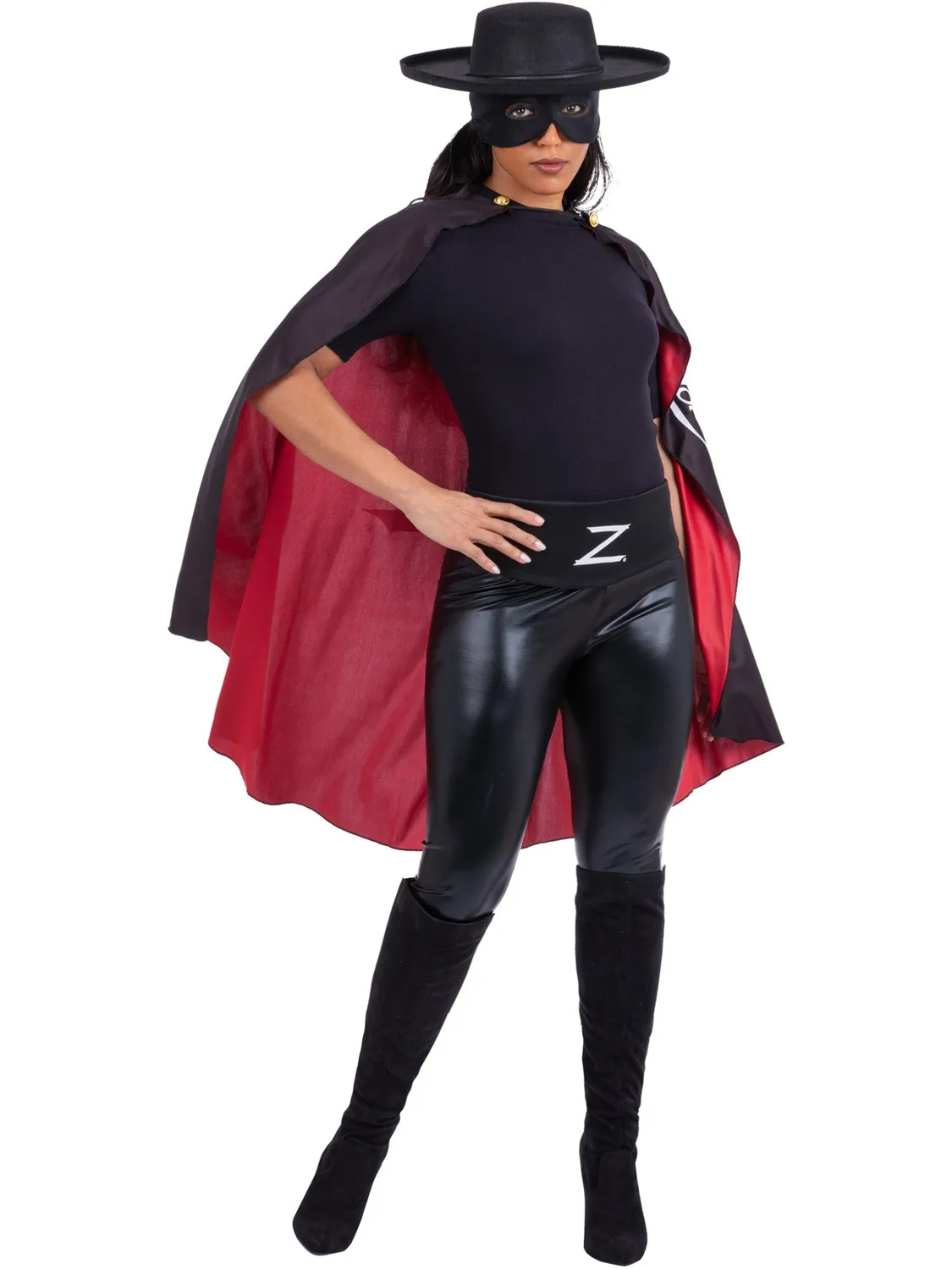 Smiffys Zorro kit accessori adulto nero rosso 4 pezzi