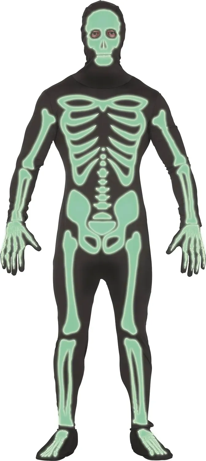 Guirca Costume Tuta Scheletro Fosforescente Horror