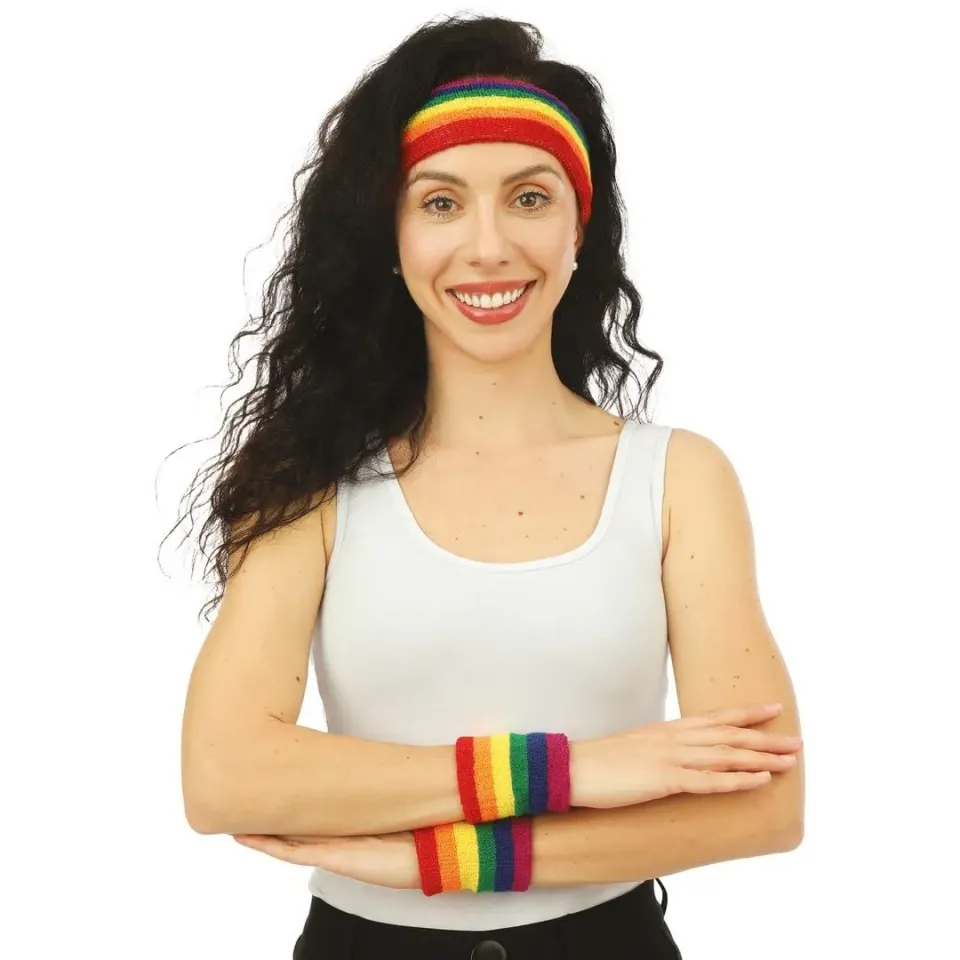 P'tit Clown 66671 Set Fascia e Polsini Costume Arcobaleno Spugna