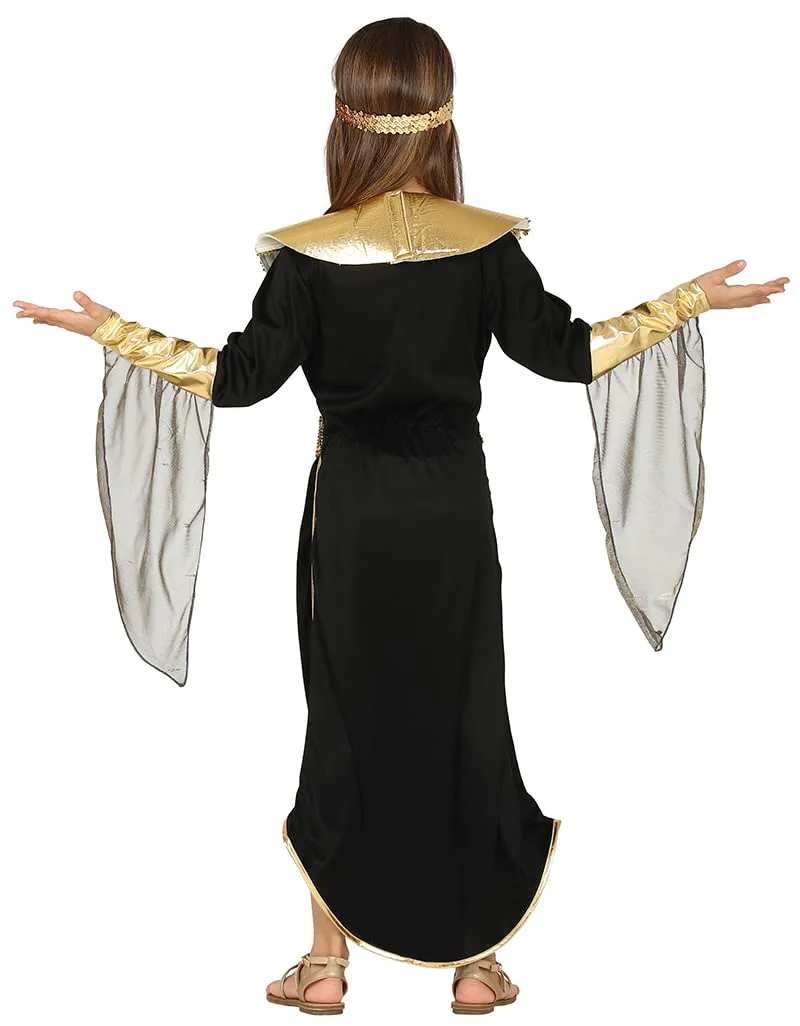 Guirca Costume Egiziana Bambina Nero Oro 10-12 Anni