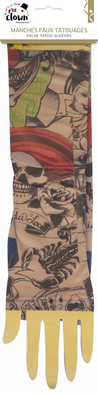P'tit Clown 18590 maniche tatuaggio adulto 42 cm multicolore