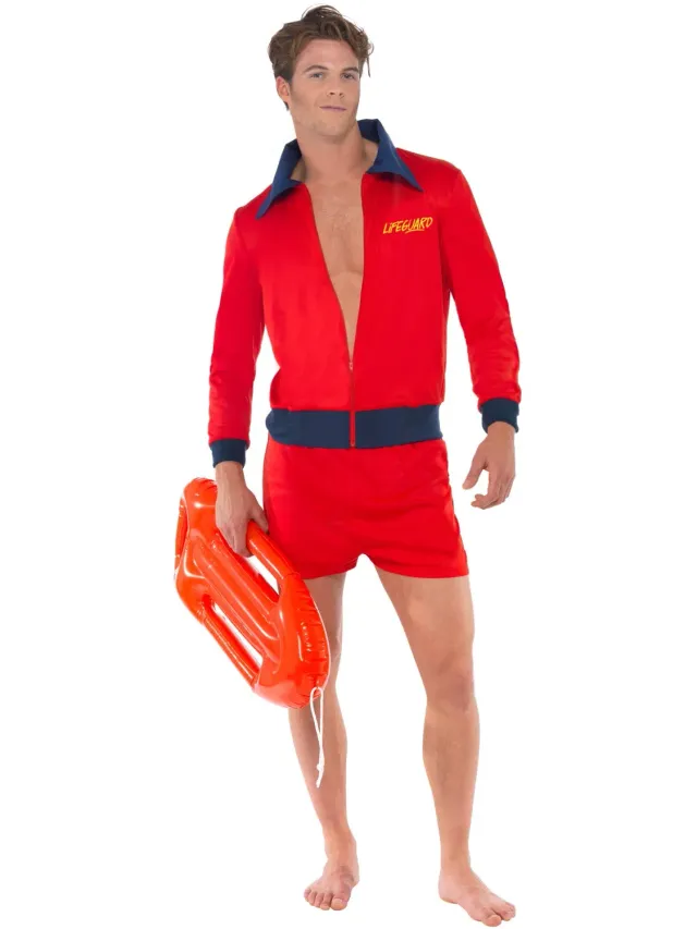 Smiffys Costume Bagnino Rosso Uomo Giacca e Pantaloncini