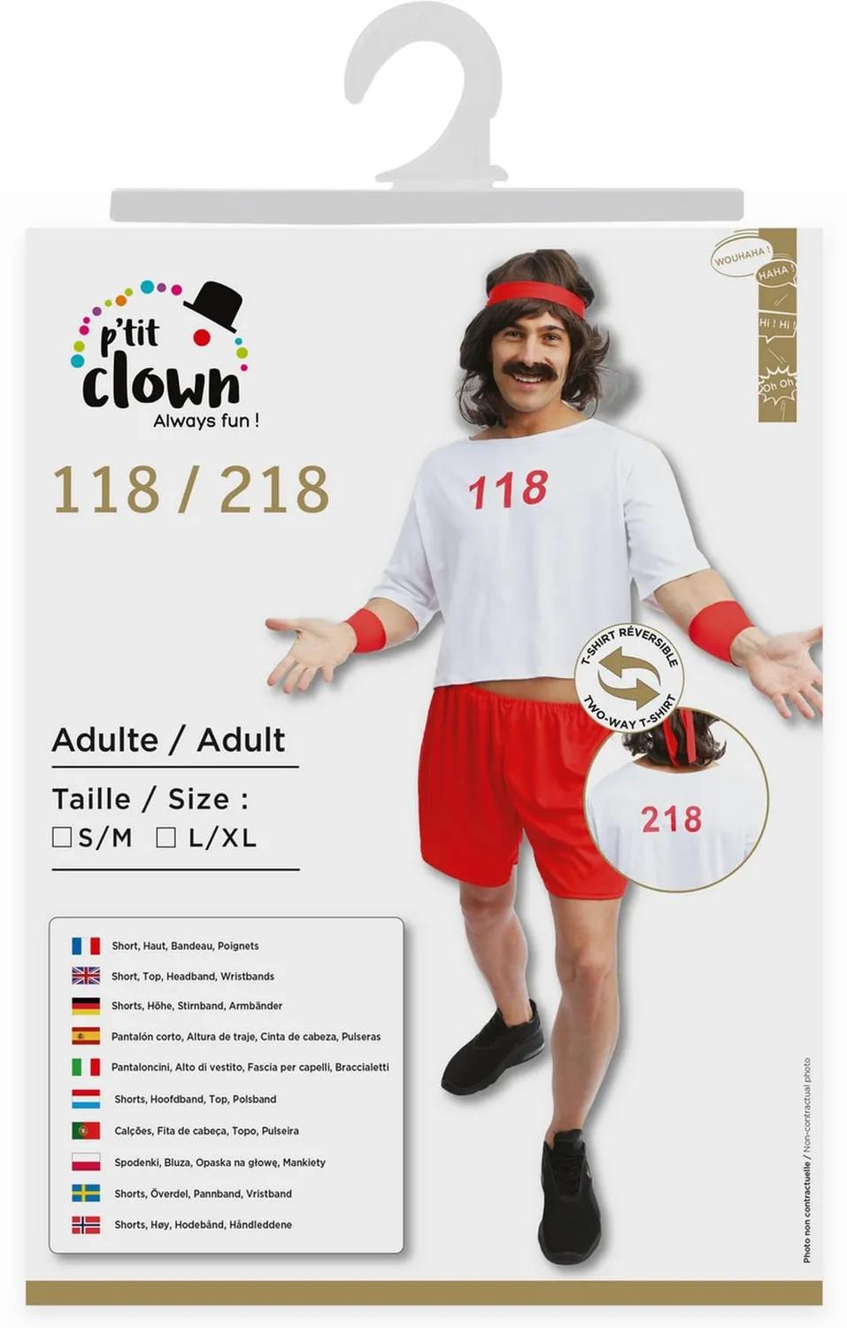 P'tit Clown 23361 costume 118 218 t-shirt reversibile L/XL