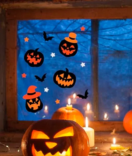 Fiestas Guirca Adesivi Gel Vetro Halloween zucche 14 pezzi