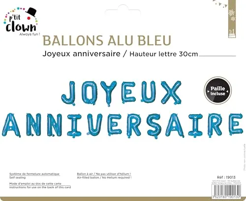 P'tit Clown re19013 Palloncini Mylar Buon Compleanno Blu