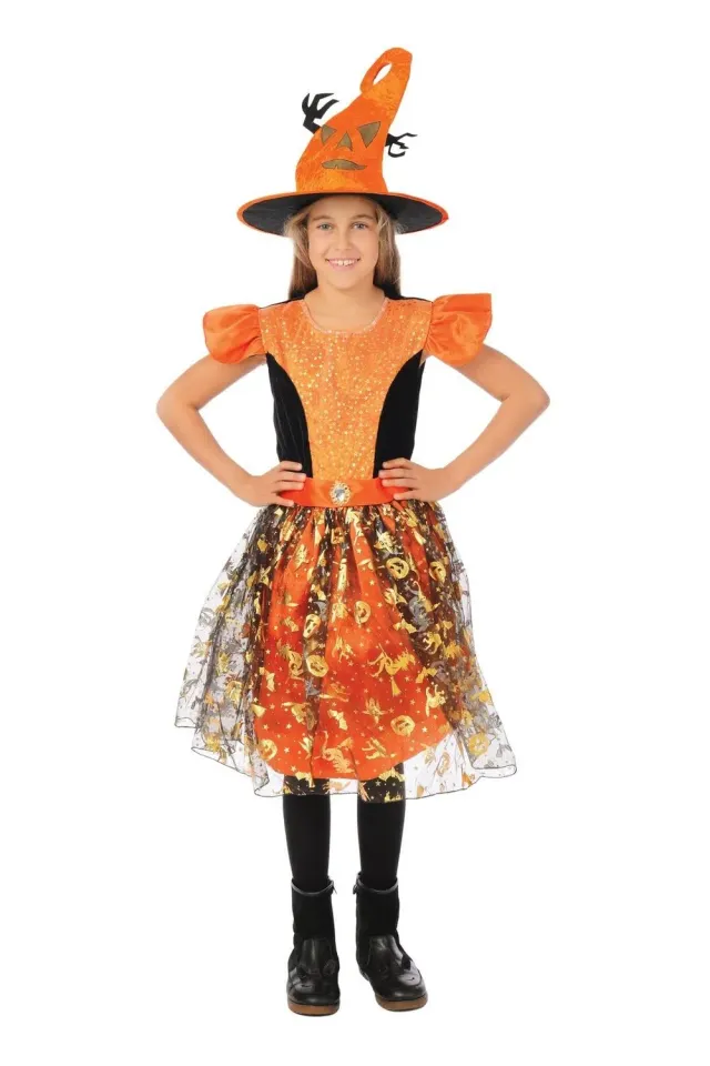 P'tit Clown costume strega bambina oro con cappello