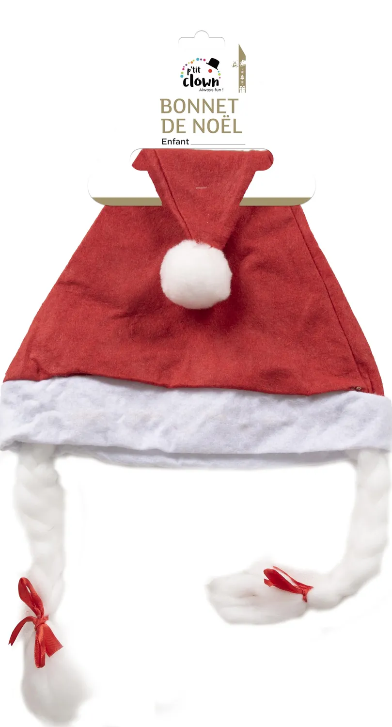 P'tit Clown cappello Mamma Natale rosso con trecce adulto