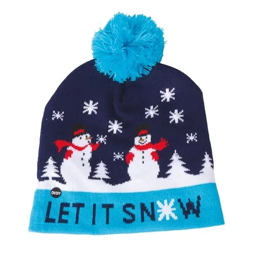 P'tit Clown Re19804 berretto Natale luminoso blu pupazzo neve
