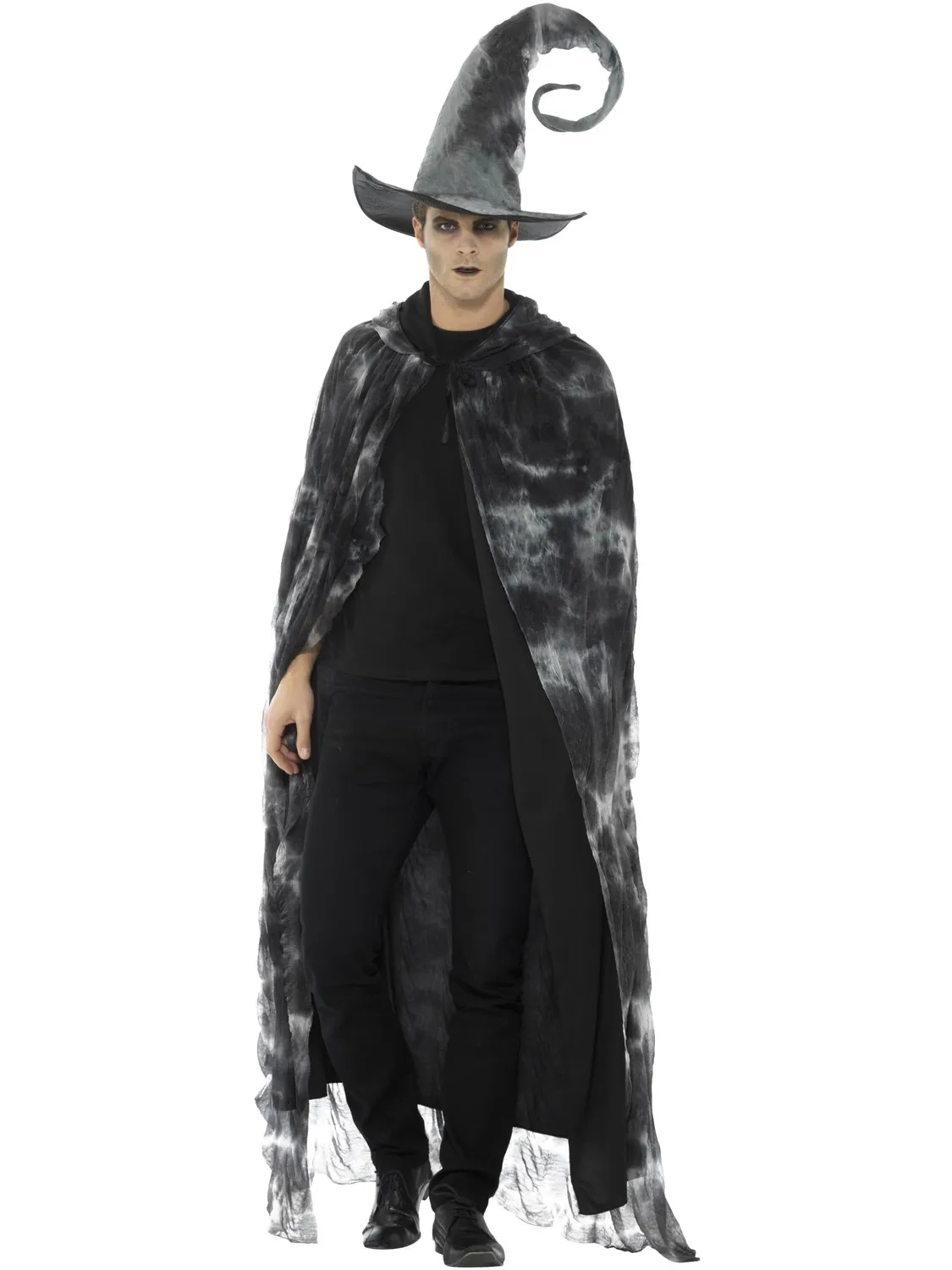 Smiffys Spellbound mantello nero-grigio incappucciato